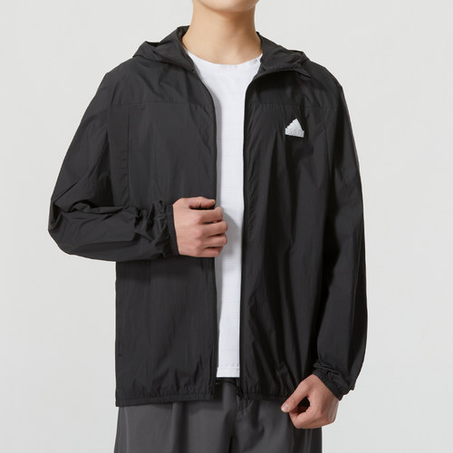 Adidas男子梭织连帽轻簿夹克外套
