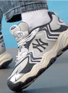 MLB正品春季新款情侣百搭网面厚底增高老爹运动休闲鞋3ASHW075N