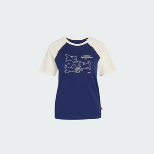 Adidas阿迪达斯正品新款夏季女款插肩印花卡通圆领短袖T恤KG7683