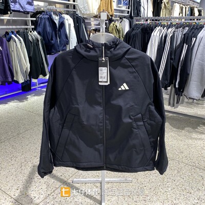Adidas阿迪达斯正品新款秋女梭织连帽加绒运动休闲夹克外套KC0054