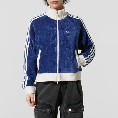 Adidas阿迪达斯正品新款女立领三叶草针织短款刺绣休闲外套JN0724