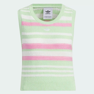 Adidas阿迪达斯新款夏季女款条纹宽松时尚针织无袖T恤JI7052