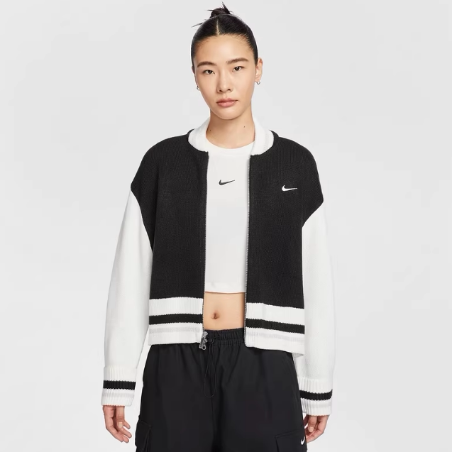 Nike耐克正品新款春秋女子针织开衫拼接户外休闲夹克外套HV2495