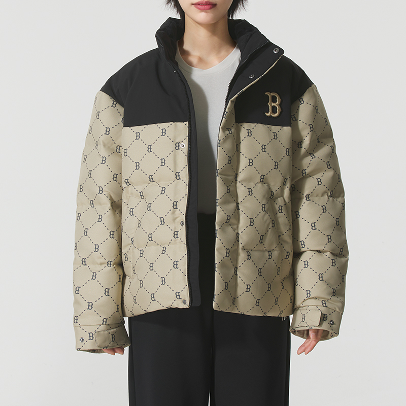 MLB正品新款冬季男女同款立领保暖老花休闲运动羽绒服3ADJM0256