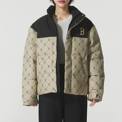 MLB正品新款冬季男女同款立领保暖老花休闲运动羽绒服3ADJM0256