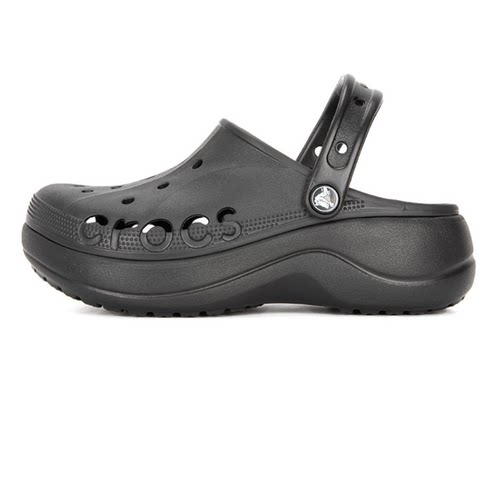 Crocs卡骆驰黑色泡芙Clog洞洞鞋女鞋显高凉鞋沙滩拖鞋潮208186