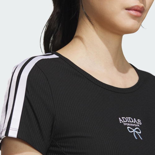 Adidas阿迪达斯正品新款夏季女款修身针织百搭短款短袖T恤KE5791