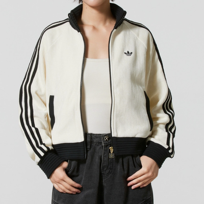 Adidas阿迪达斯三叶草春秋女立领针织刺绣短款运动夹克外套JN0722
