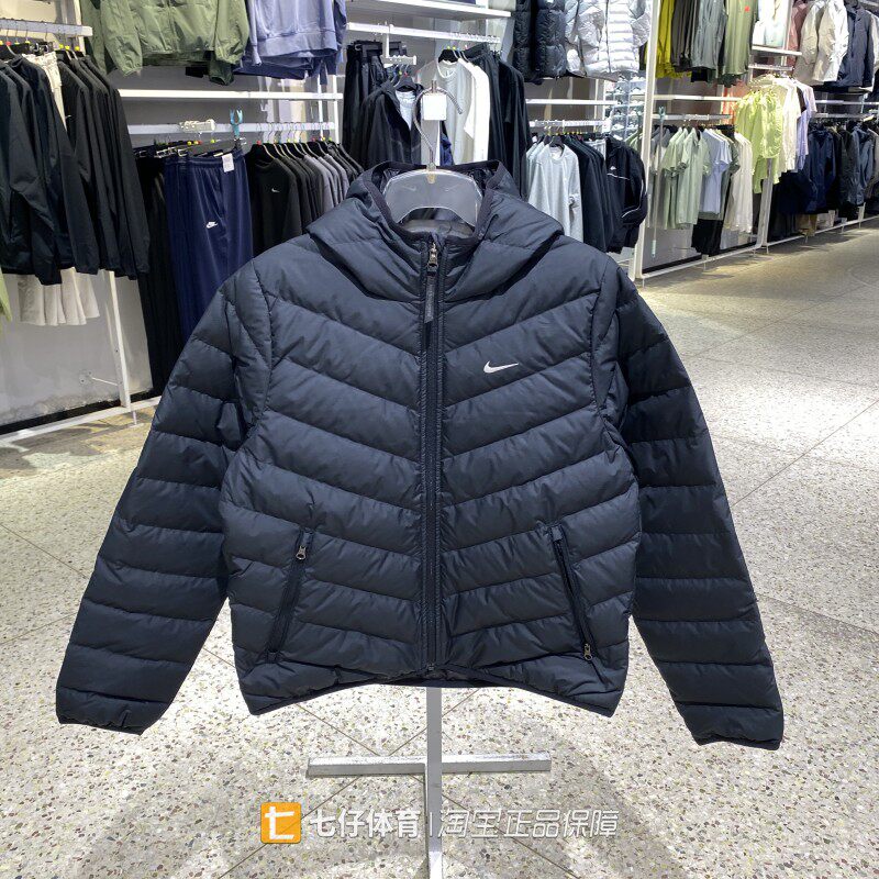Nike耐克正品冬季新款女连帽保暖轻薄黑色百搭休闲羽绒服IF5884