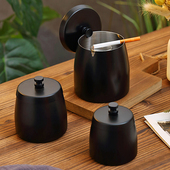 老公 不锈钢烟灰缸配带盖烟缸加厚创意烟盅网吧网咖防飞灰防摔烟