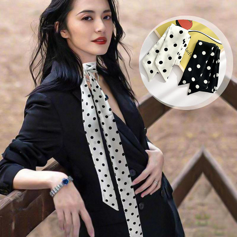 波点细窄尖角丝巾女百搭