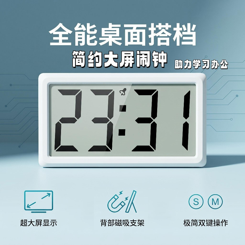 极简lcd数字时钟磁吸摆台小挂钟图片