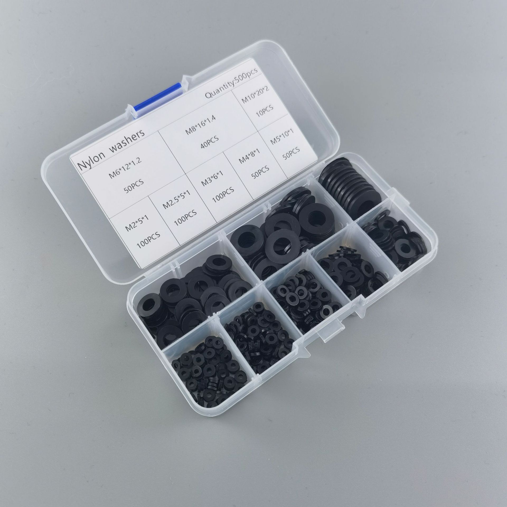 500pcs尼龙垫片M2-M10塑料垫片华司垫圈平垫圈耐腐蚀防尘