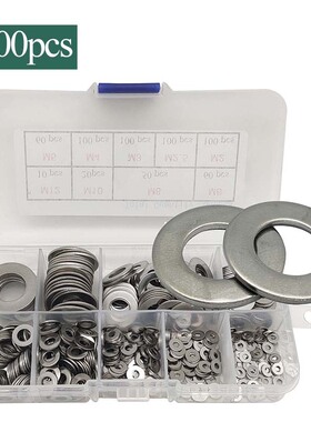 600PCS盒装 304不锈钢平垫圈组合 304金属平垫片M2-M12套装