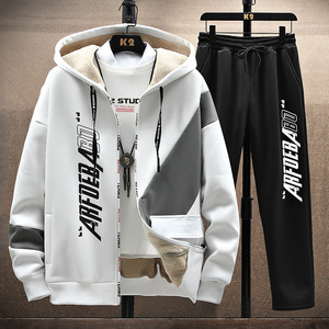 3冬季套装男青少年羊羔绒加绒加厚套装A074-TZ832-P95控158图片