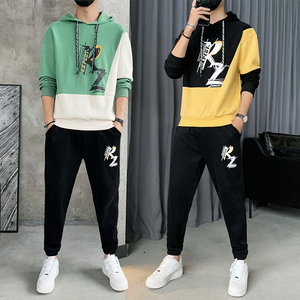 圆领卫衣套装男春秋季新款帅气宽松运动服两件套A210-TZ9833-P65图片