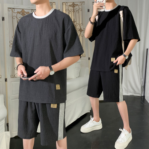 夏季短袖短裤套装男潮流时尚休闲五分裤两件套A210-TZ6866-P45图片
