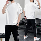 夏季短袖T恤套装九分裤套装男潮流时尚休闲两件套A210-TZ7233-P60，男装T恤，星座210-3