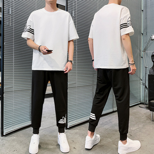 1夏季短袖长裤套装男潮流时尚套装A210-TZ8209-P50,男装T恤,星座210-3