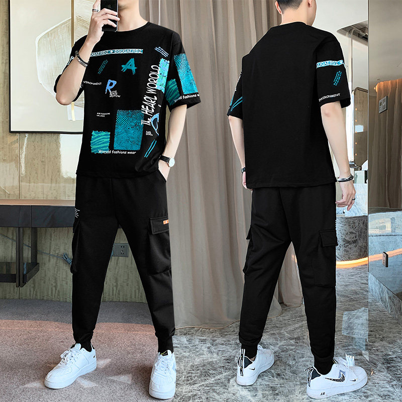 夏季宽松t恤套装男潮流休闲运动套装两件套A210-TZ8609-P60图片