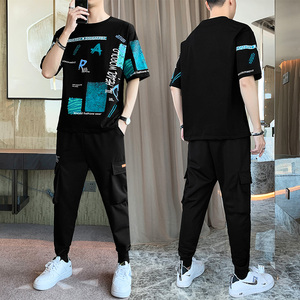 夏季宽松t恤套装男潮流休闲运动套装两件套A210-TZ8609-P60图片