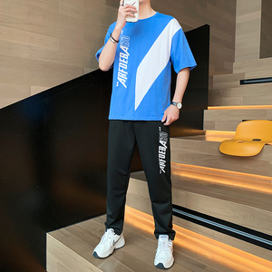 2夏季短袖t恤男套装潮流时尚宽松九分裤套装A210—TZ8615—P60图片