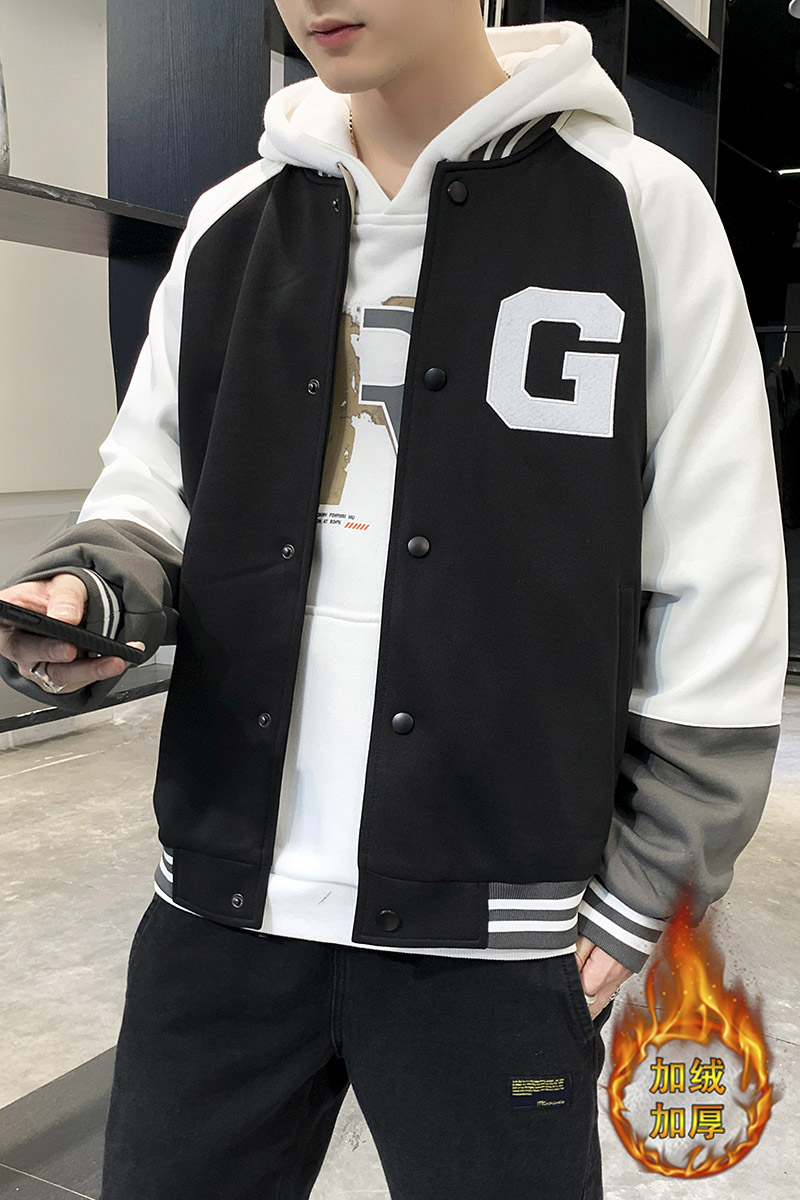 加绒加厚卫衣男棒球服夹克冬季加绒款A210-2036-P85,男装夹克,星座210-3