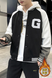 加绒加厚卫衣男棒球服夹克冬季加绒款A210-2036-P85,沈月穿搭小个子图片