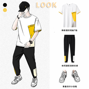 2025夏季短袖长裤套装男A210-TZ7213-P65图片