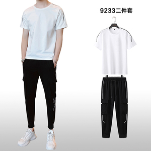 1夏季短袖T恤男套装九分裤棉套装韩版时尚款A210-TZ9233-P70图片