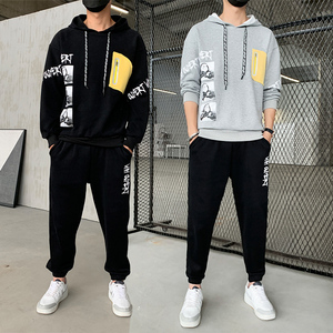 新款秋装上衣服男装一套时尚休闲套装卫衣套装A210-TZ9835-P65,元气黄色衣服搭配图片