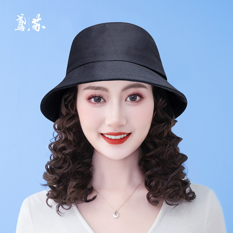 假发帽子女款2026新款短卷发妈妈戴帽子一体可拆卸假发春秋仿真发图片