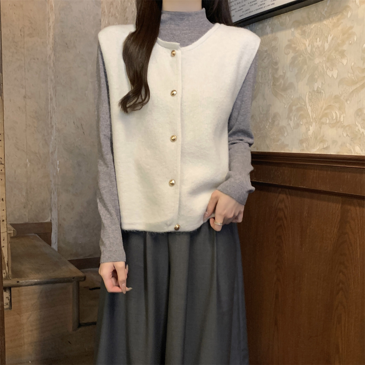 春秋小香风针织马甲背心女叠穿开衫上衣半高领打底衫女内搭两件套,女装/女士精品,毛针织衫,淘宝优惠券,粉丝福利购,淘宝优惠卷