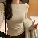 磨毛上衣圆领打底衫女2025新款秋冬季内搭修身收腰正肩长袖T恤女