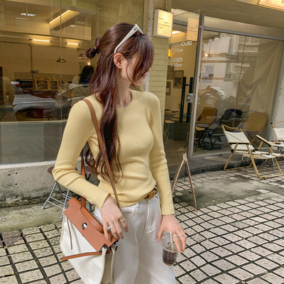 韩系高级感修身长袖内搭打底针织