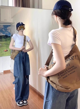 2026新款爆款正肩白色t恤女夏季短袖体恤洋气独特别致甜辣小上衣