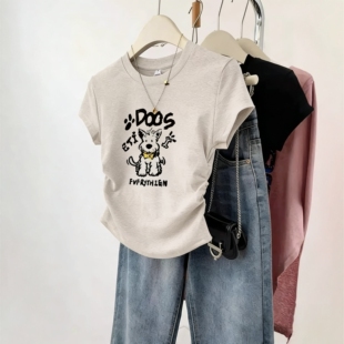 漂亮女装 新款 美式 T恤女夏季 2026超火减龄上衣 正肩短袖 今年流行