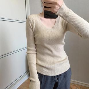 内搭毛衣U领别致绝美针织 女秋冬高级感修身 2025新款 低圆领打底衫