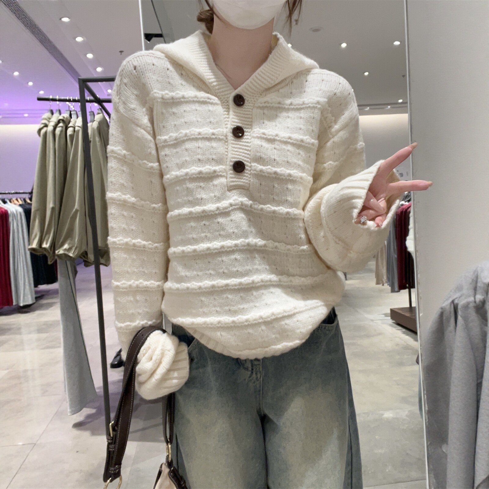 韩式学院风慵懒风连帽毛衣女2026年春秋冬季宽松麻花针织衫女上衣