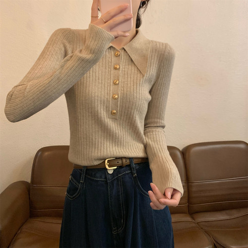 POLO领针织打底内搭女毛衣