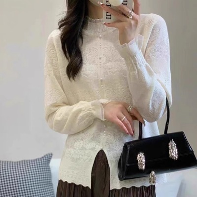 本店实拍&高端法式羊毛蕾丝打底