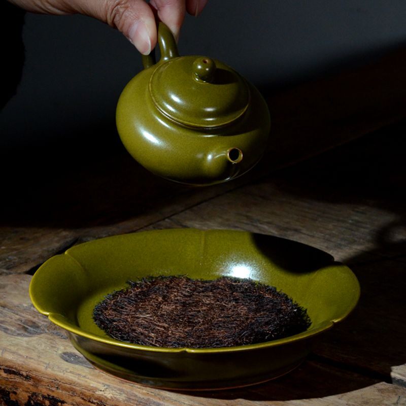 景德镇手工陶瓷茶壶承茶茶叶沫釉花瓣型干泡壶承紫砂壶托壶垫碟子