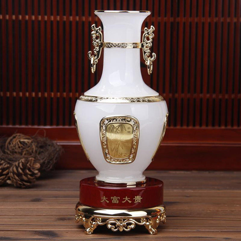 大富大贵花瓶摆件琉璃玉工艺品家居客厅酒柜装饰品摆设乔迁礼品