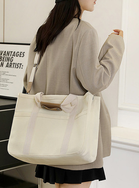 新款简约女士单肩包大容量休闲通勤帆布托特包时尚斜挎包