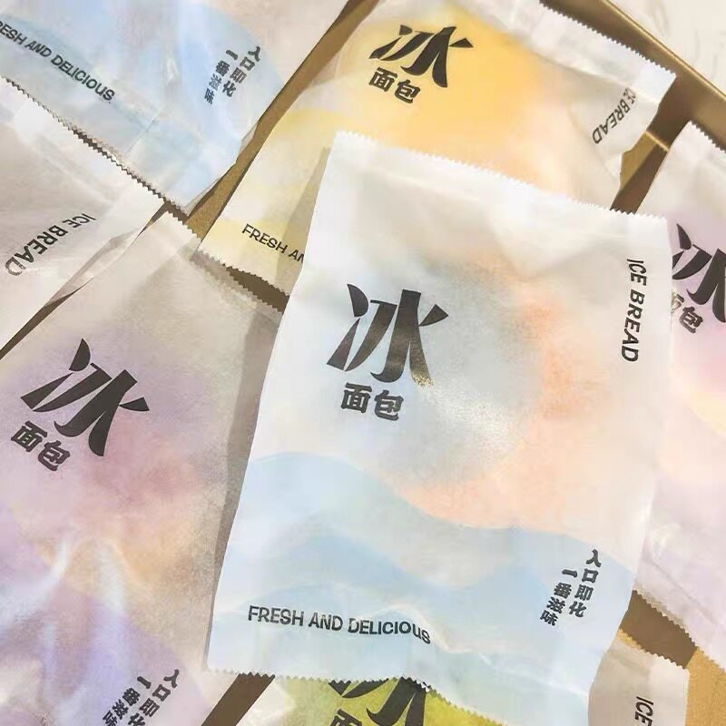 烘焙冰面包包装袋网红白棉纸袋麻薯泡芙防水防油冷藏机封袋子