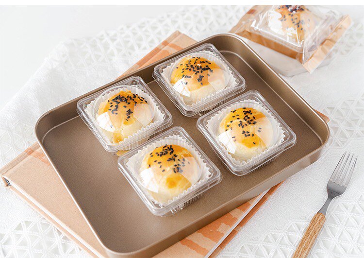 中秋月饼蛋黄酥包装盒单个装密封透明加厚带盖雪媚娘圆型吸塑底托