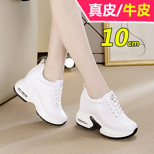 增高厚底坡跟春秋真皮百搭女单鞋