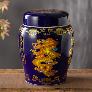 景德镇陶瓷金坛双盖龙凤坛特大号遗骨罐捡骨罐男女通用殡葬迁坟罐
