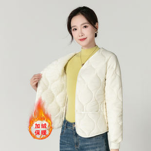 羽绒棉服内胆女2025冬新款 加绒加厚棉衣中老年羊羔绒保暖棉袄 修身