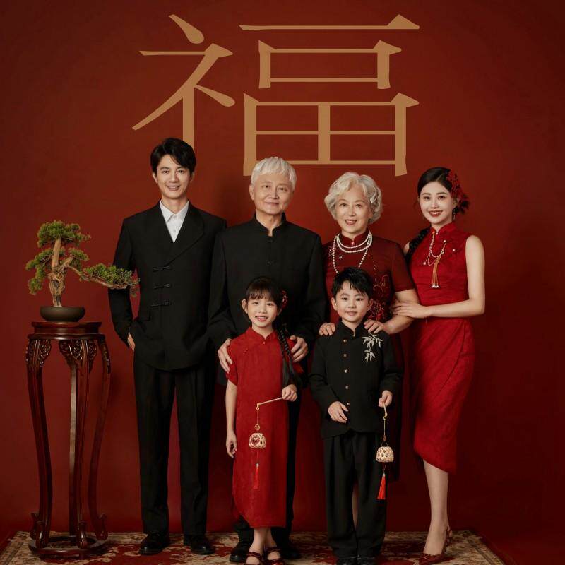 影楼亲子装拍照主题新款国风新中式亲子旗袍全家福艺术照摄影服装
